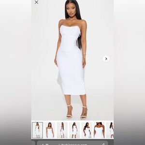 Fashion Nova White Strapless Midi Dress